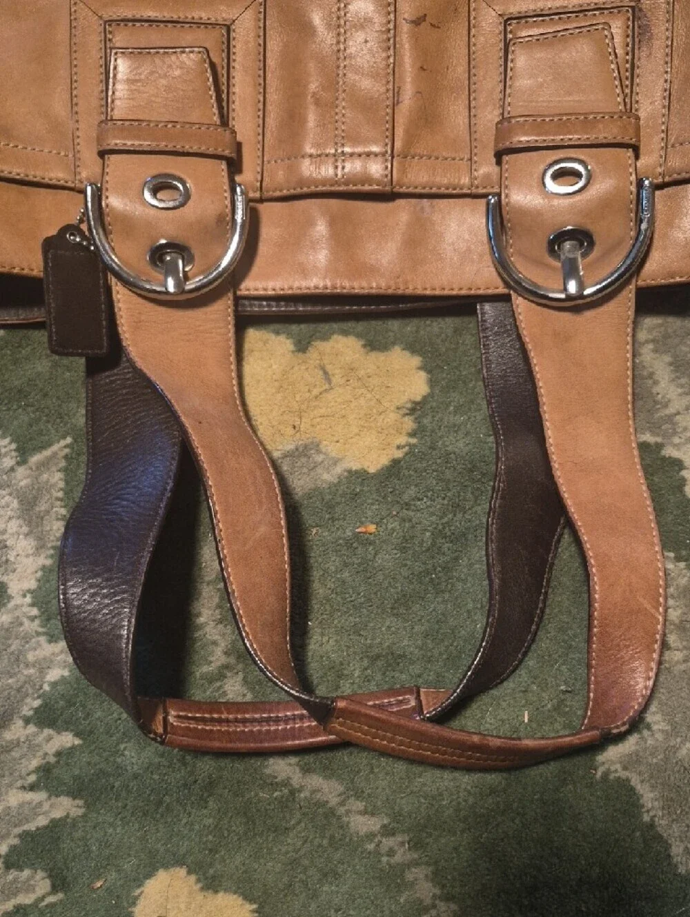 Coach Tan and Dark Brown Leather Hobo Bag